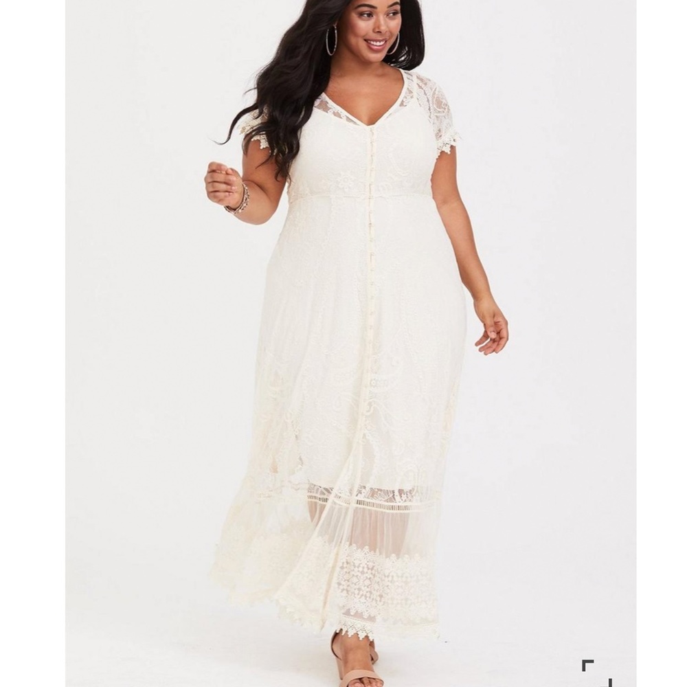 Lace Button Front Maxi Dress - Torrid